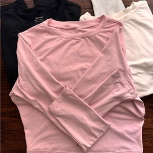 Pink, Black, and White Crop Long Sleeve Shirts 3 Pack Size M
